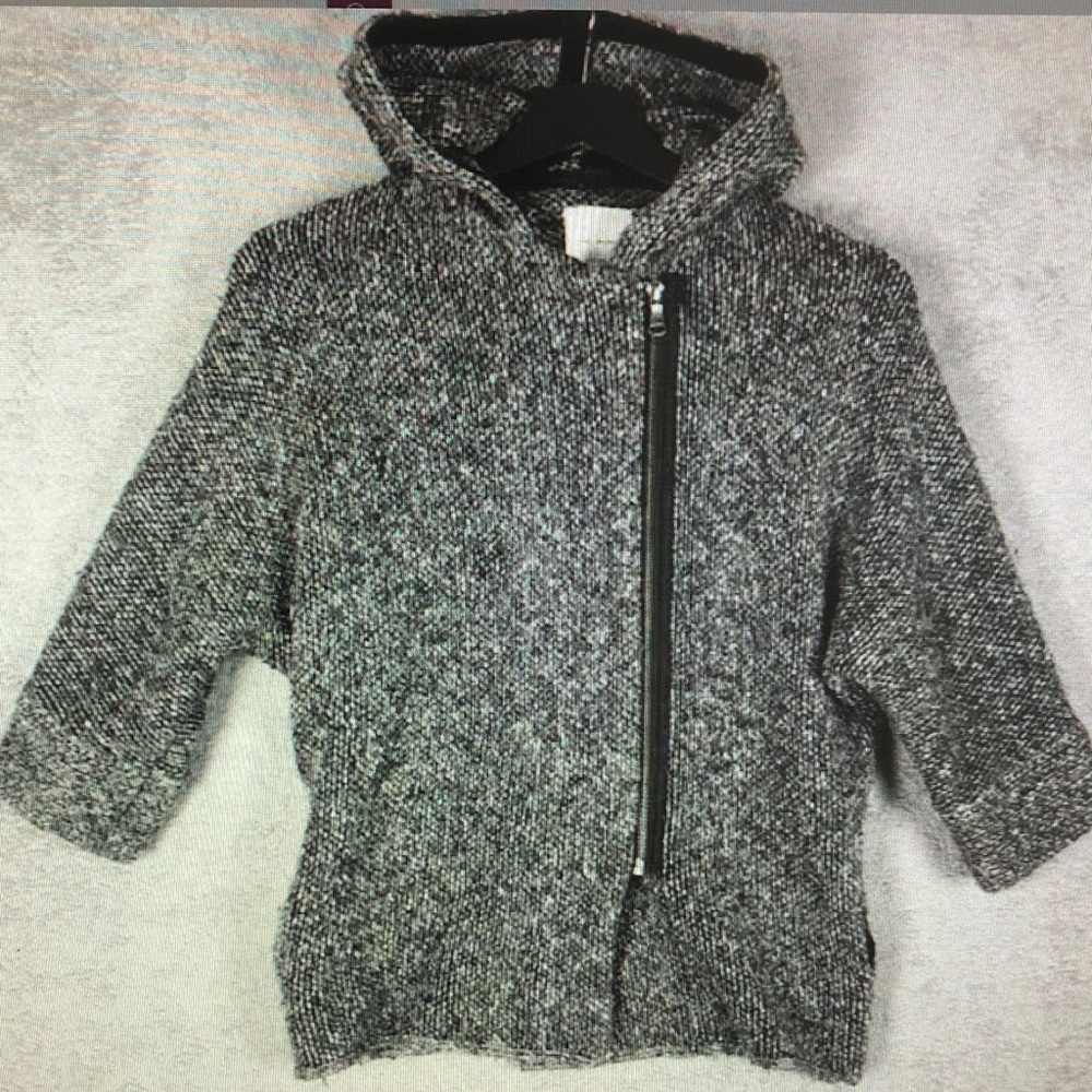 Gray Hooded Sweater with Zipper